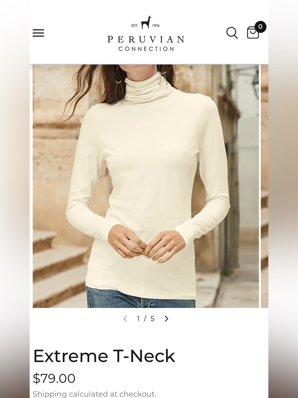 Two-size small Peruvian Connection
     “turtlenecks “ blk & cream